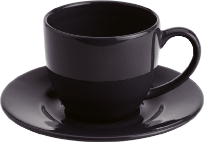 Breakfast set/Černý - šálek s podšálkem